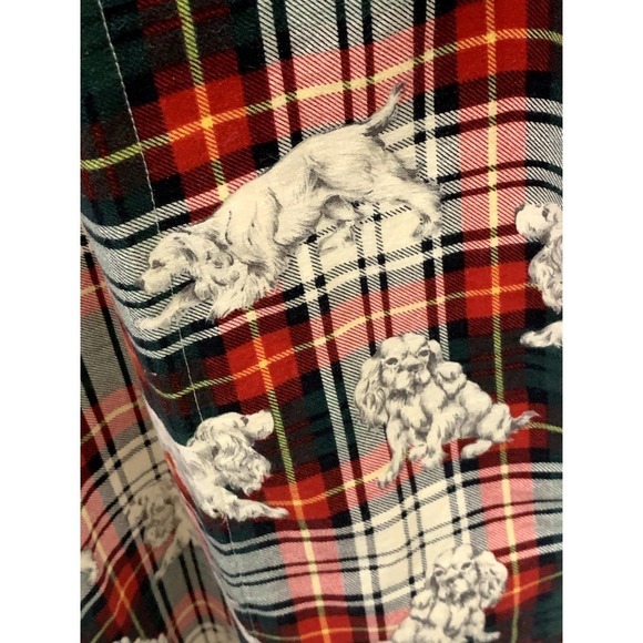 Eileen West vintage 1996 long red flannel plaid robe, Cocker Spaniels, petite - Picture 4 of 7